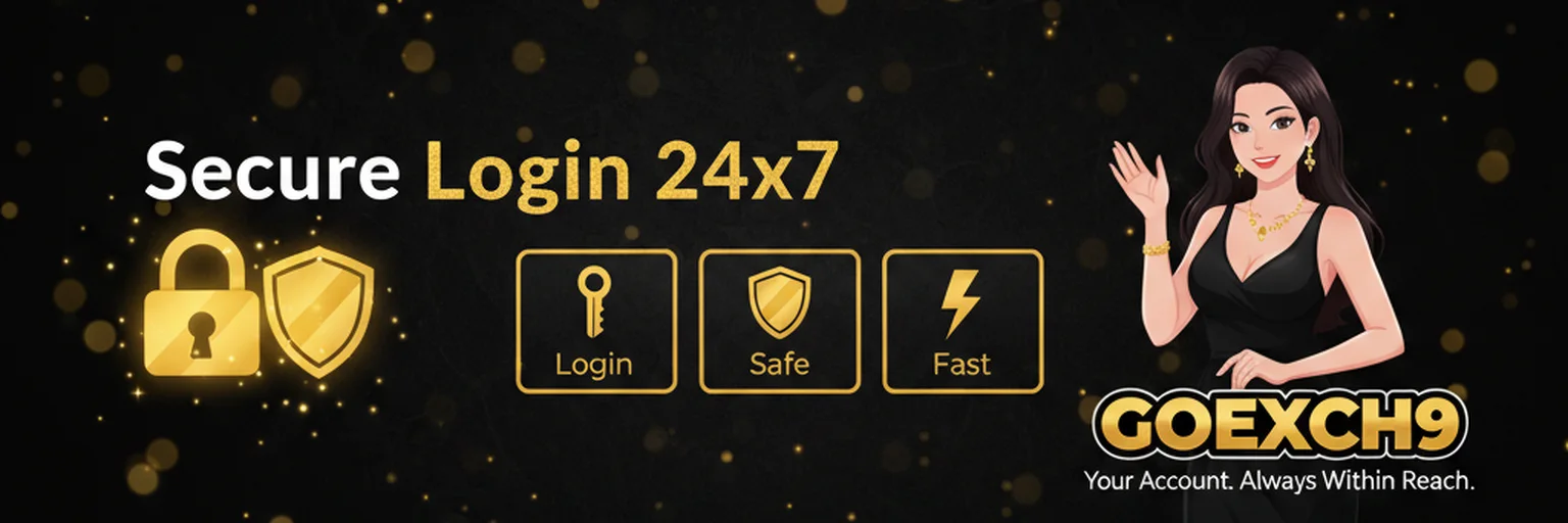 GoExch9 login banner: secure 24x7 account access